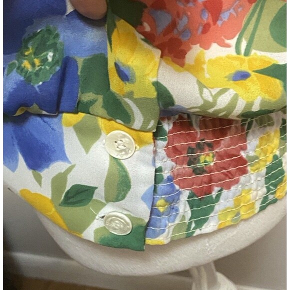 Vintage Womens Hawaiian Floral Cottagecore Sz 8 Cinched Waist Scalloped Hem 80’s - Picture 7 of 16